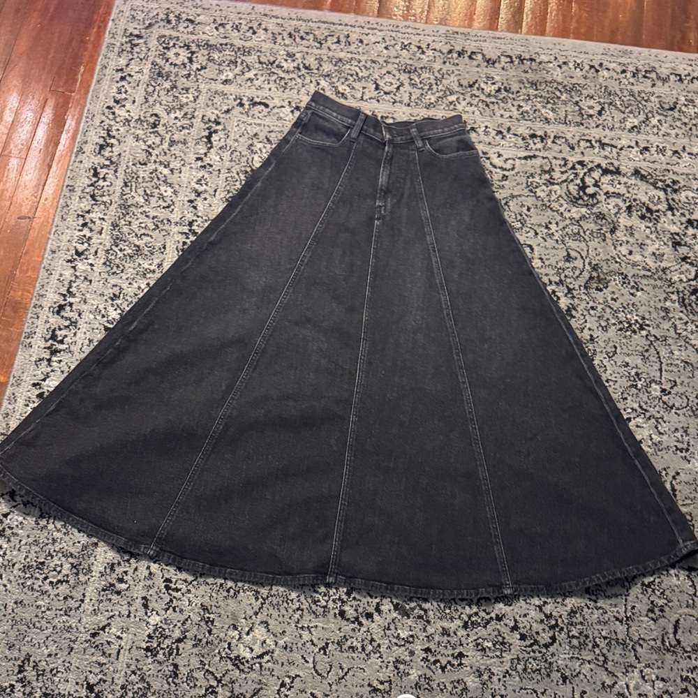 Black Denim full maxi Skirt